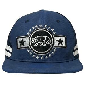 Blue Black Embroidered Cali Bear Adjustable Baseball Cap Adult One Size